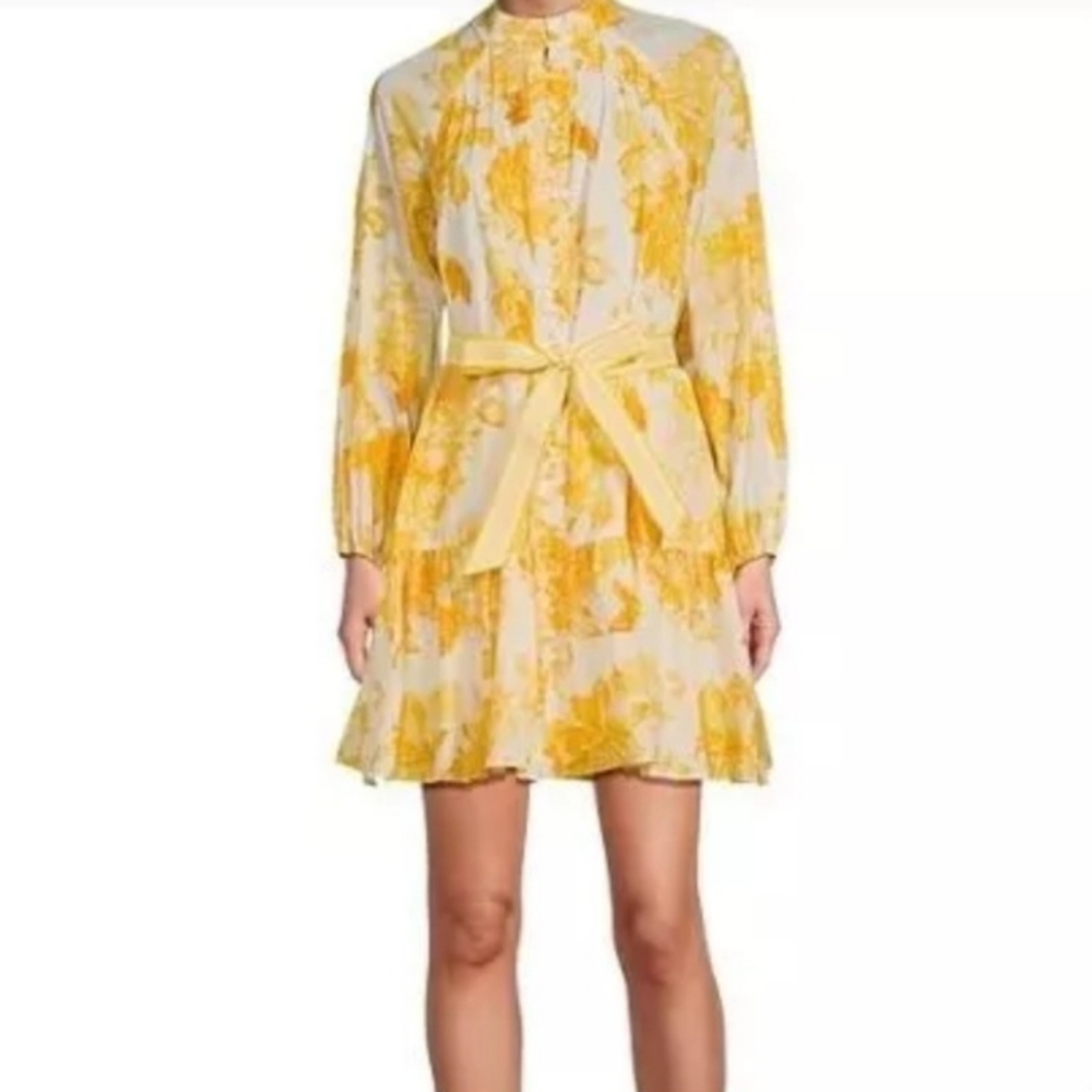 Antonio Melani mini dress 12 yellow floral cotton voile Brynn bohochic new $199